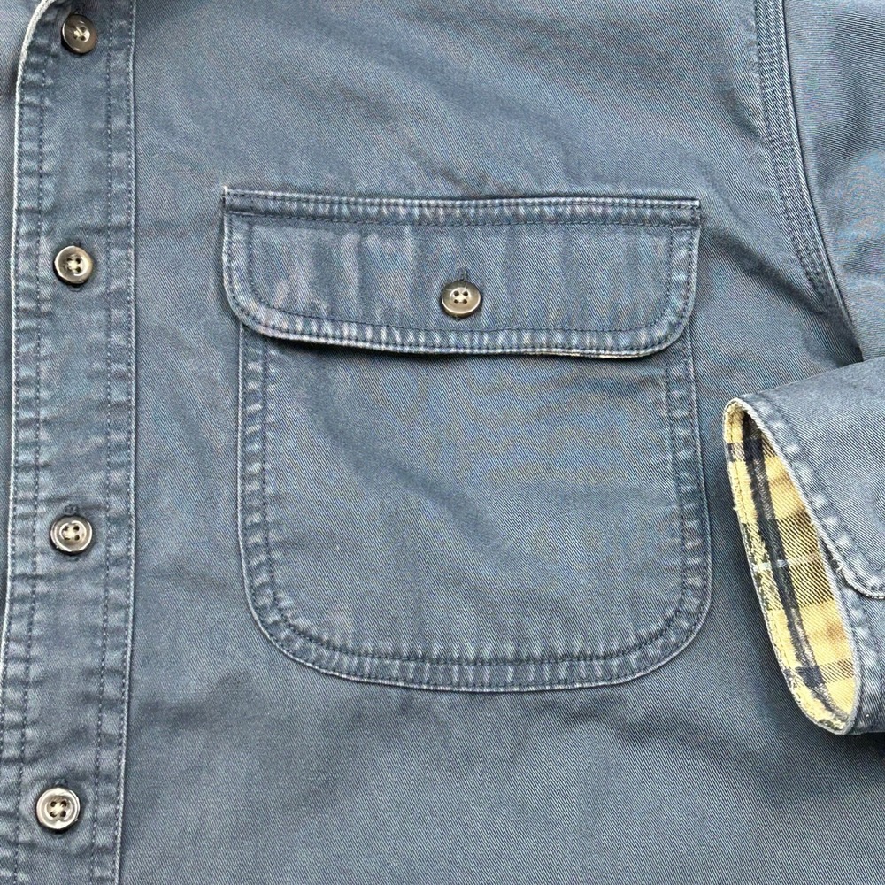 LL Bean Flannel Lined Work Shirt Mens Large Button Up Blue Workwear Outdoor Gorp - Picture 7 of 10